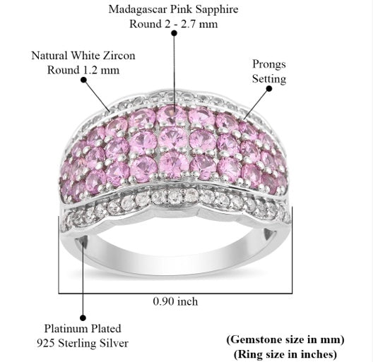 Pink Sapphire & White Zircon Band Ring