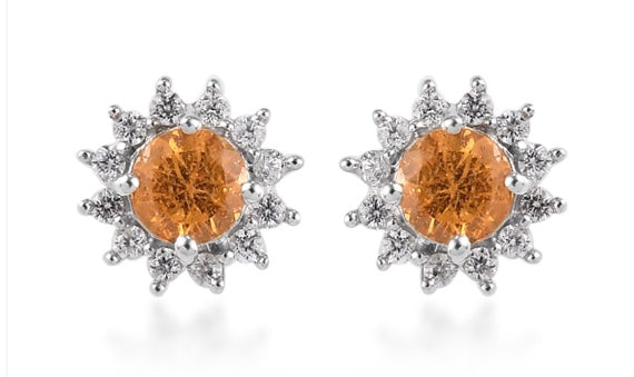 Natural Tanzanian Mandarin Garnet Earrings