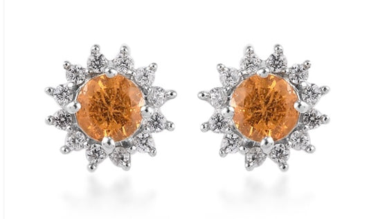 Natural Tanzanian Mandarin Garnet Earrings