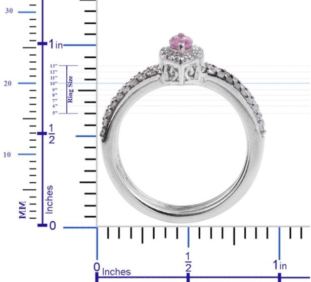 Pink Sapphire Engagement & Wedding Ring Set