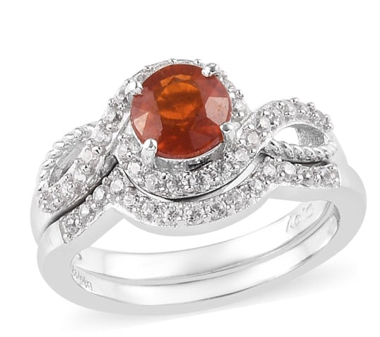 Tanzanian Tangerine Kyanite Ring With Ring Guard