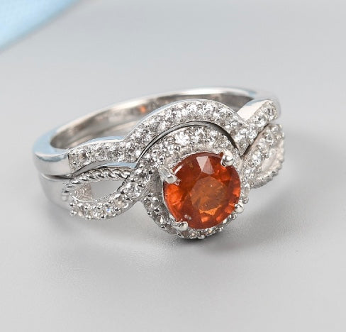 Tanzanian Tangerine Kyanite Ring With Ring Guard