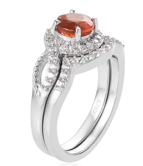 Tanzanian Tangerine Kyanite Ring With Ring Guard