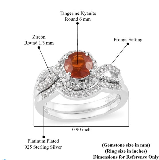 Tanzanian Tangerine Kyanite Ring With Ring Guard