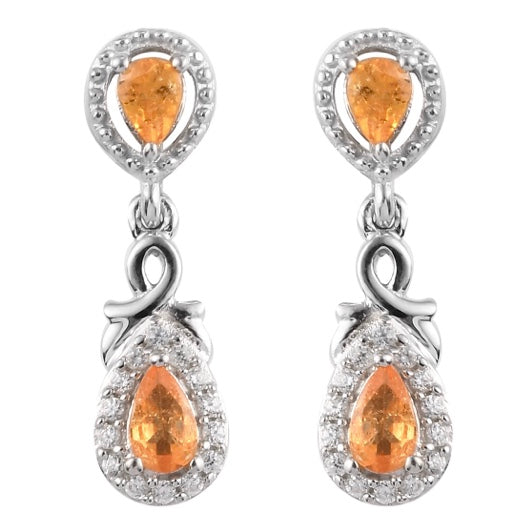 Natural Tanzanian Mandarin Garnet & Zircon Earrings