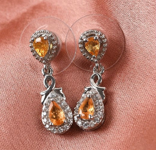 Natural Tanzanian Mandarin Garnet & Zircon Earrings