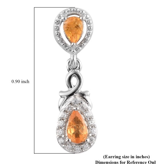 Natural Tanzanian Mandarin Garnet & Zircon Earrings