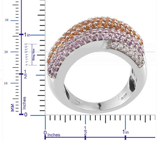 Pink & Yellow Sapphire Criss Cross Ring