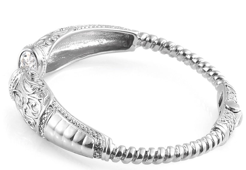 Bangle Cuff Bracelet & Sky Blue Topaz Stainless Steel