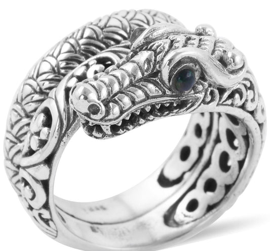 Artisan Crafted Dragon & Sable Ethiopian Opal Ring