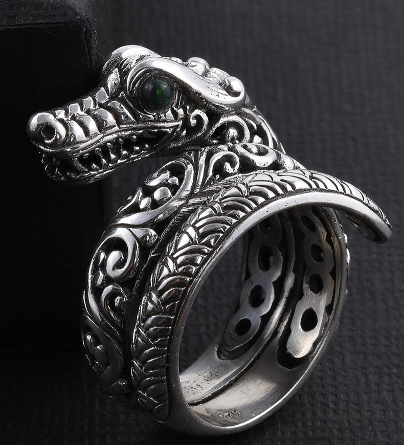 Artisan Crafted Dragon & Sable Ethiopian Opal Ring