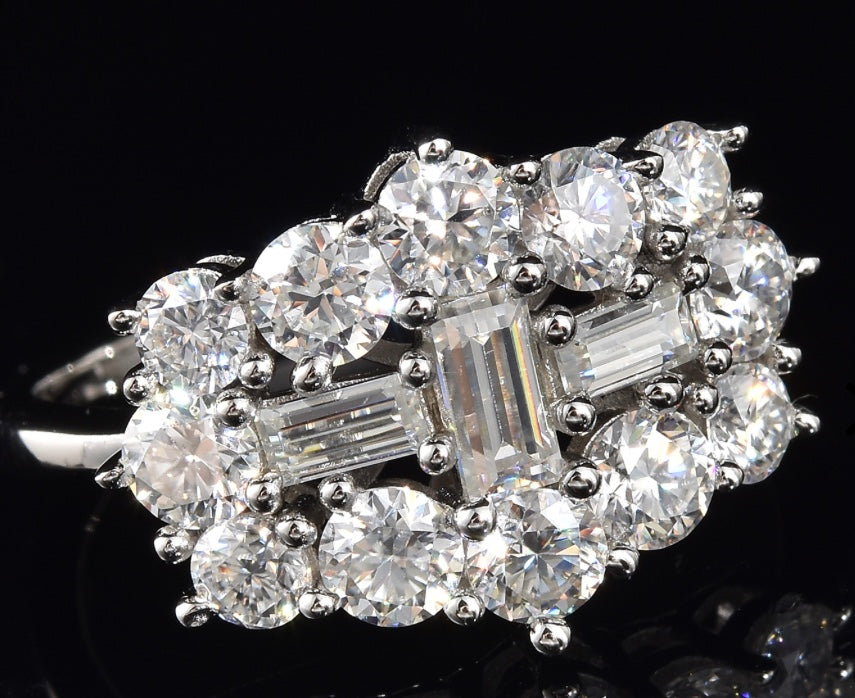 Moissanite Ballerina  Cluster Ring