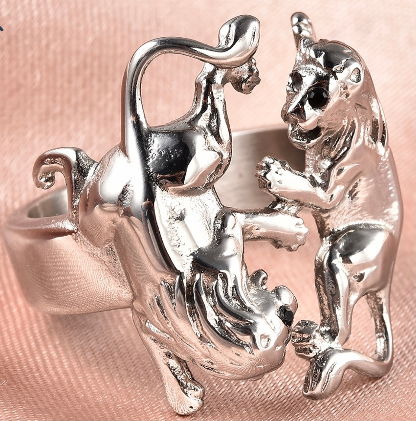 Zodiac Leo Stainless Steel & Austrian Chrystal Ring