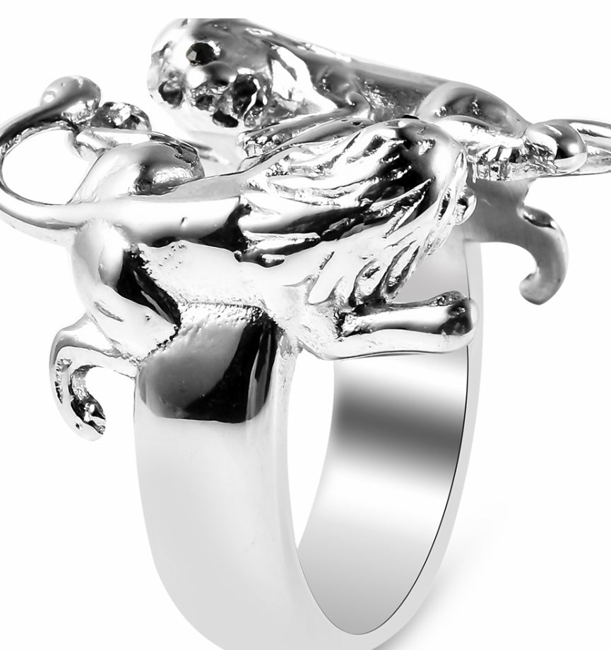 Zodiac Leo Stainless Steel & Austrian Chrystal Ring