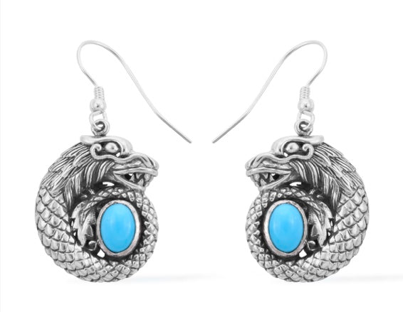 Artisan Crafted In Bali Sleeping Beauty Turquoise Dragon Earrings