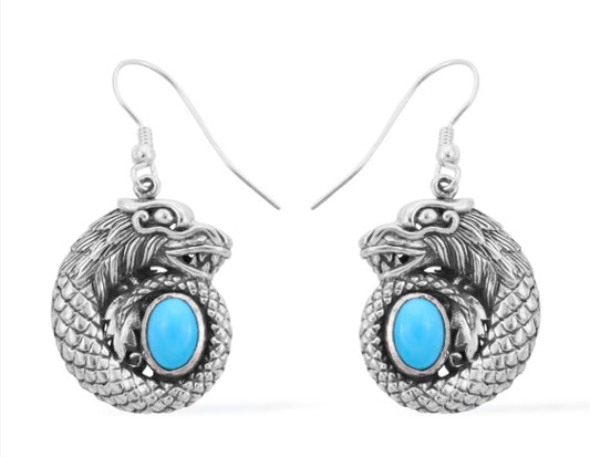 Artisan Crafted In Bali Sleeping Beauty Turquoise Dragon Earrings