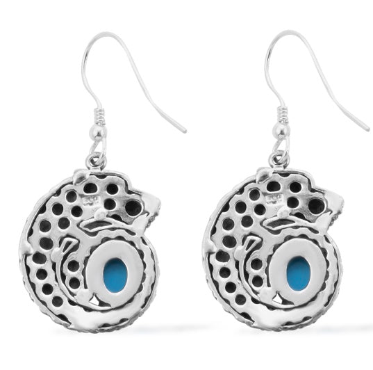 Artisan Crafted In Bali Sleeping Beauty Turquoise Dragon Earrings