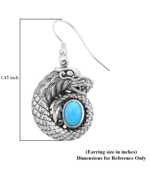 Artisan Crafted In Bali Sleeping Beauty Turquoise Dragon Earrings
