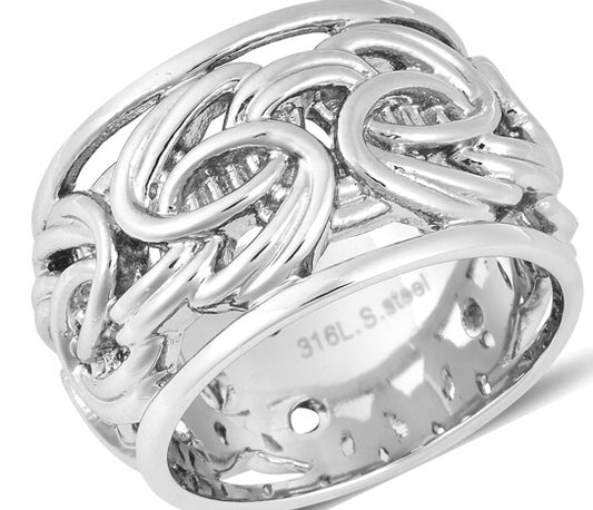 Stainless Steel Byzantine Design Band Ring