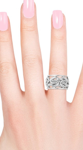 Stainless Steel Byzantine Design Band Ring