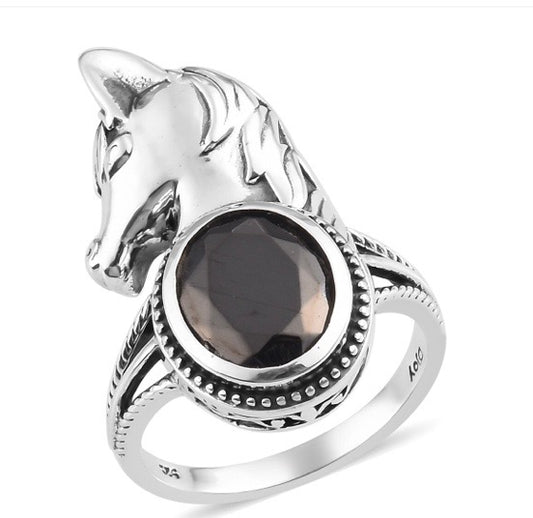 Elite Shungite Horse Silver Ring