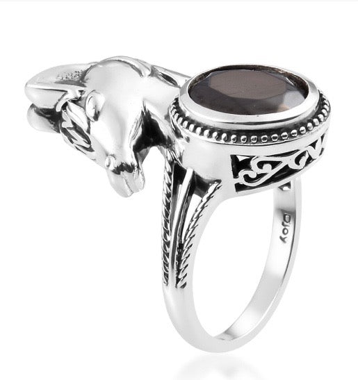 Elite Shungite Horse Silver Ring