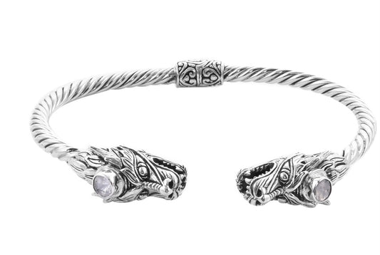 Artisan Crafted Dragon Head With Polki Diamonds Cuff Bracelet