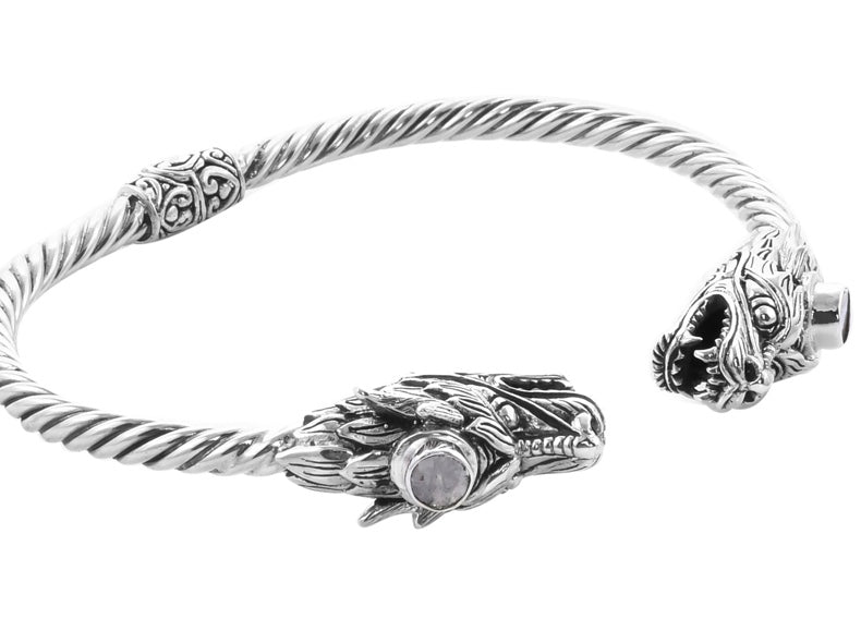 Artisan Crafted Dragon Head With Polki Diamonds Cuff Bracelet