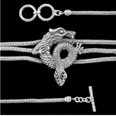 Artisan Crafted 3 Chain Dragon Necklace