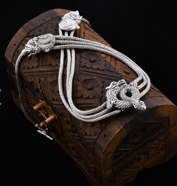Artisan Crafted 3 Chain Dragon Necklace