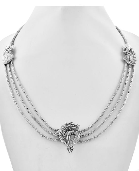 Artisan Crafted 3 Chain Dragon Necklace