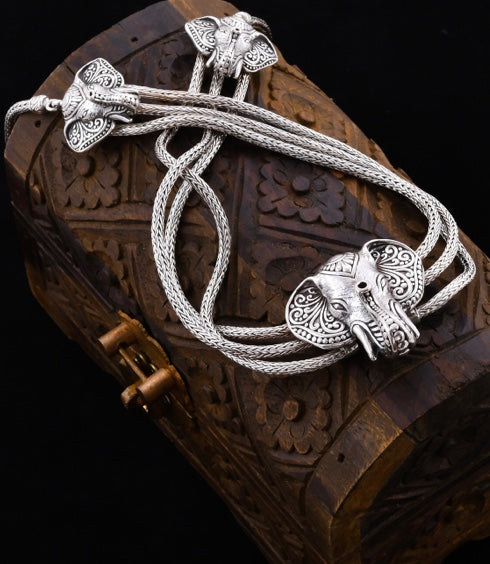 Artisan Crafted 3 Chain Elephant Necklace