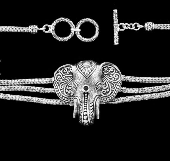 Artisan Crafted 3 Chain Elephant Necklace
