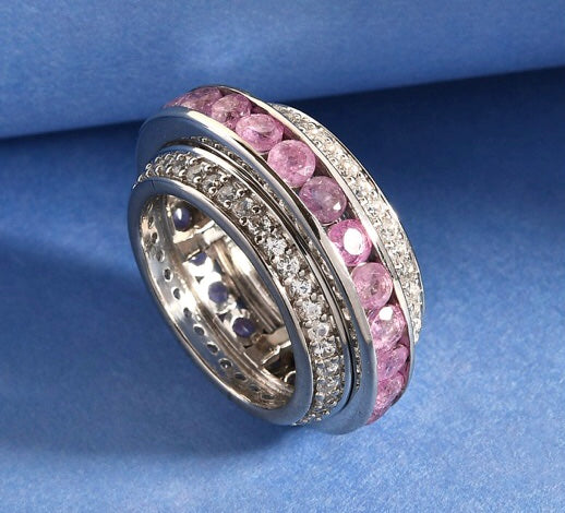 Pink Sapphire & White Zircon Spinner Ring