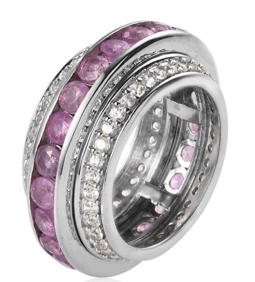 Pink Sapphire & White Zircon Spinner Ring