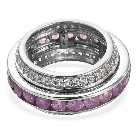 Pink Sapphire & White Zircon Spinner Ring
