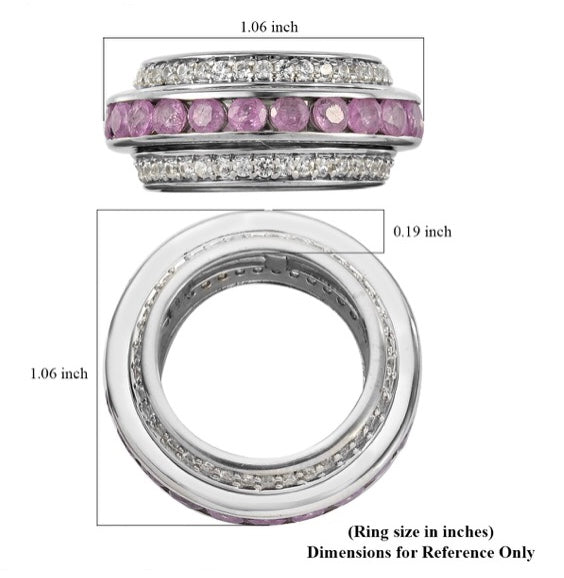 Pink Sapphire & White Zircon Spinner Ring
