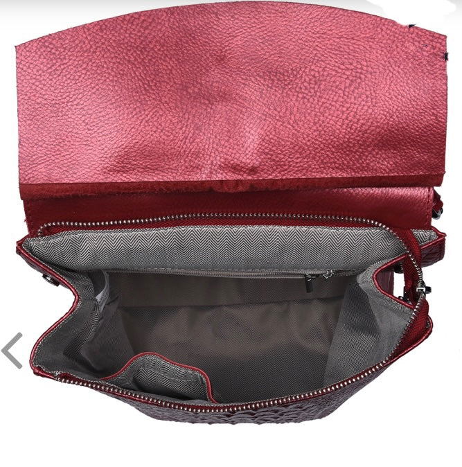 Genuine Leather Crocodile Embossed Backpack