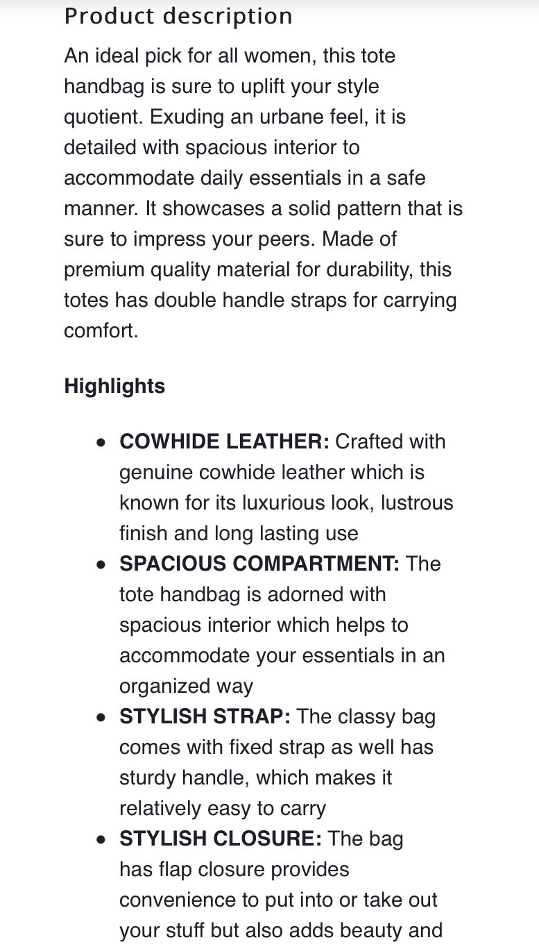 Genuine Leather Shopping Tote Bag Turquoise Or Black