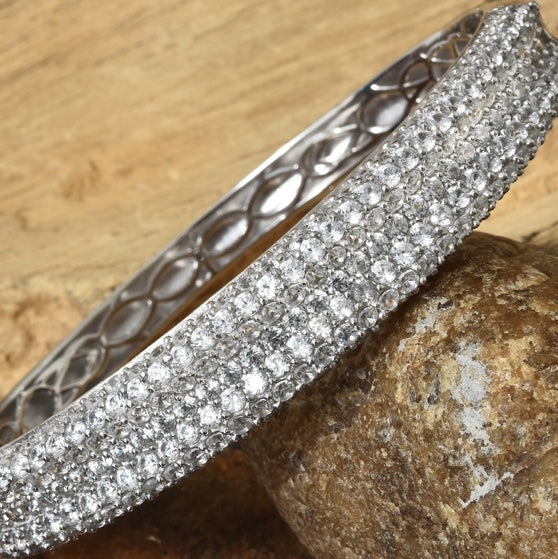 White Zircon Bangle Bracelet