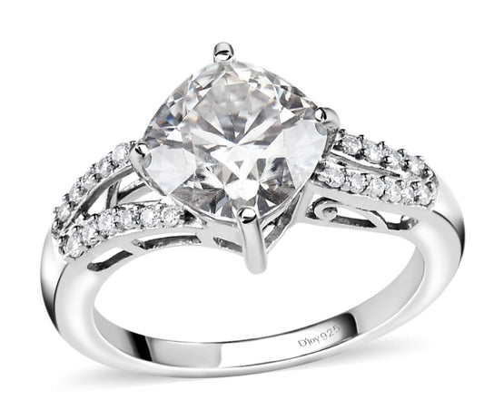 Heart & Arrow Cut Cushion Cut Moissanite Ring