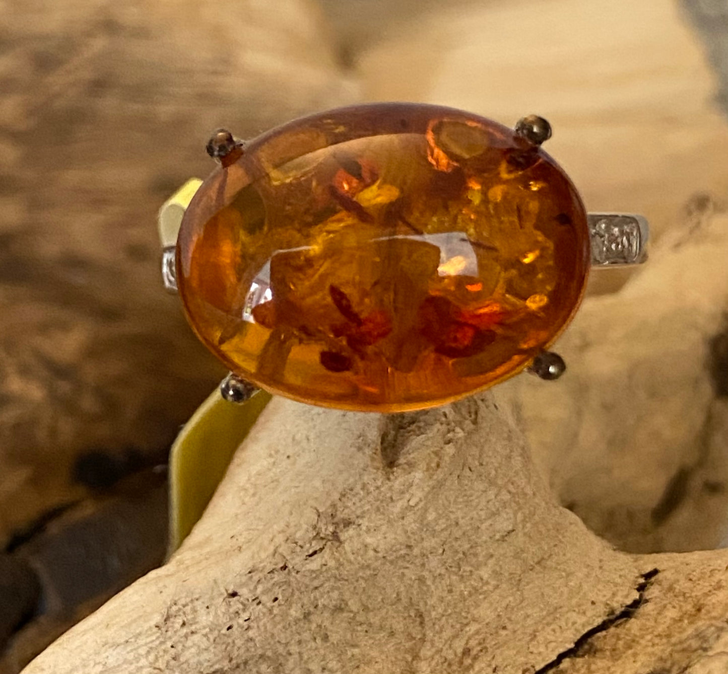 Baltic Amber 925 Sterling Silver SZ 8 Ring