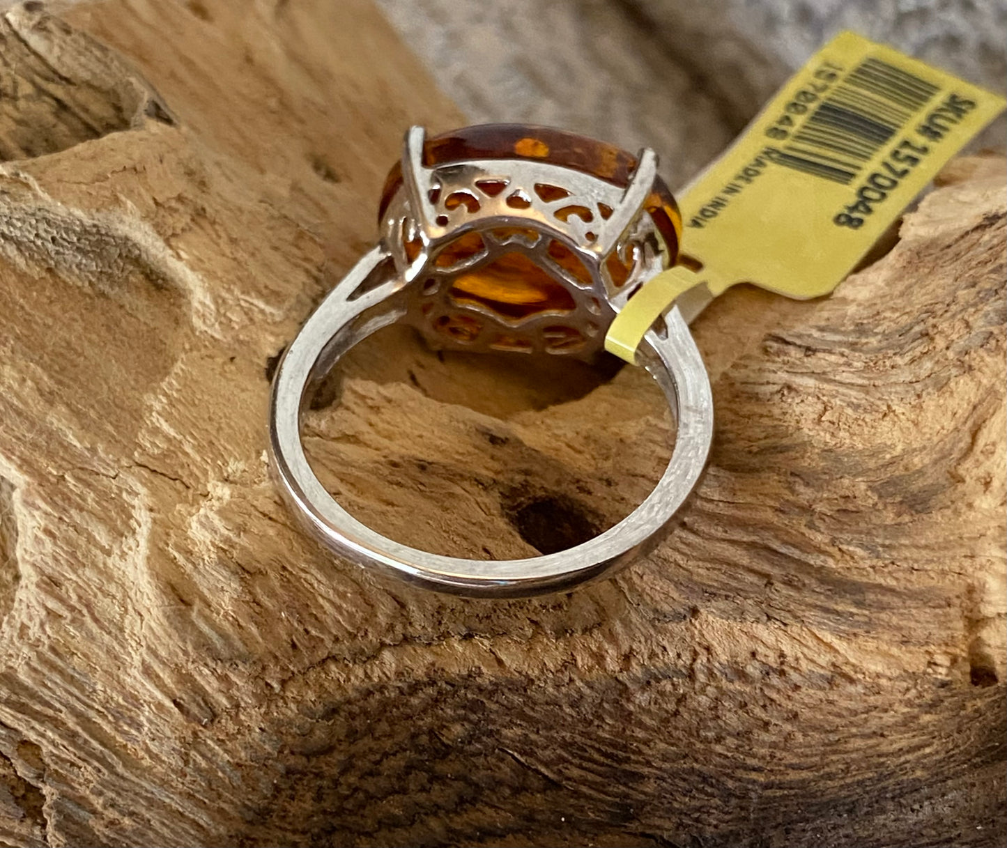 Baltic Amber 925 Sterling Silver SZ 8 Ring