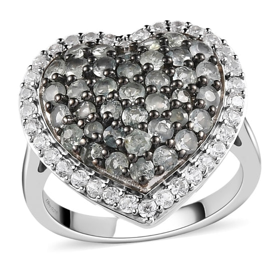 Narispatnam Alexandrite & White Zircon Heart Ring