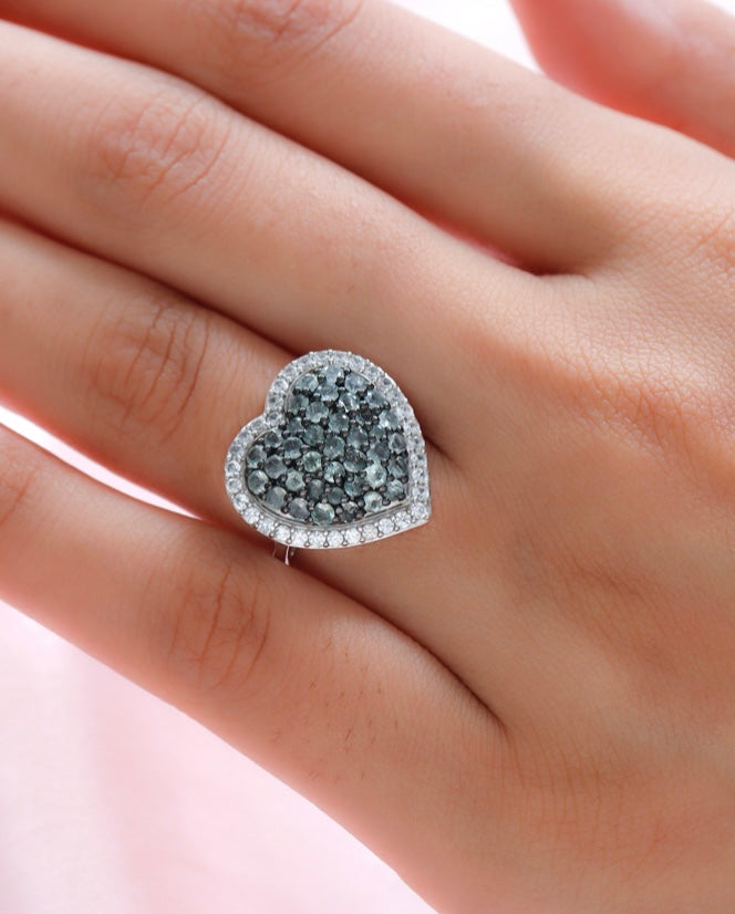 Narispatnam Alexandrite & White Zircon Heart Ring