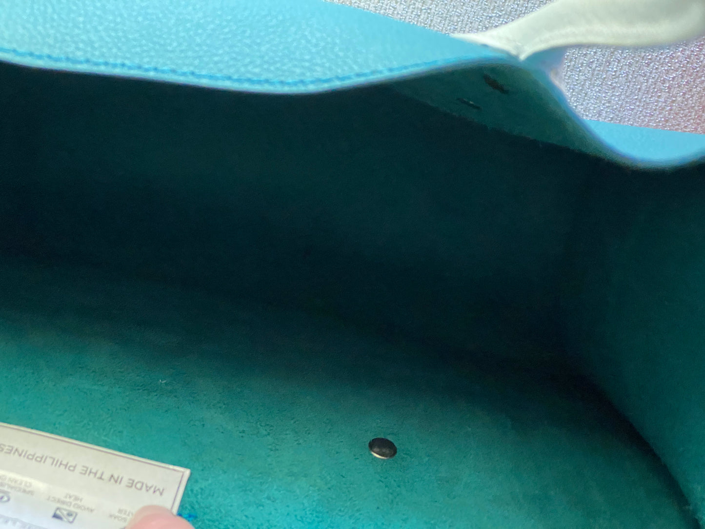 Genuine Leather Shopping Tote Bag Turquoise Or Black