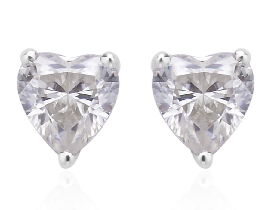 Heart Shaped Mossanite Earrings