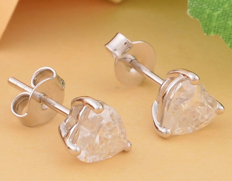 Heart Shaped Mossanite Earrings