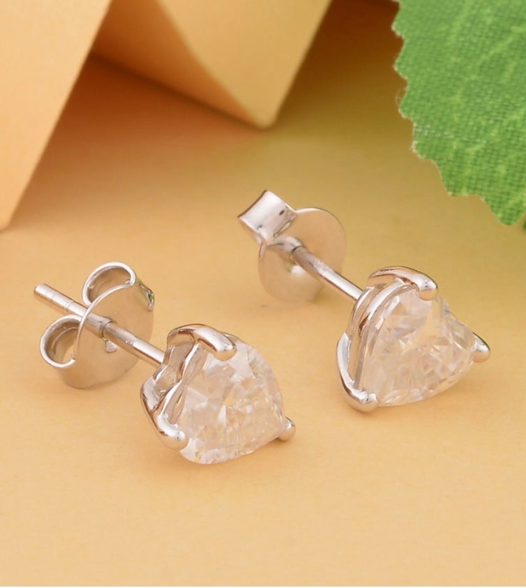 Heart Shaped Mossanite Earrings