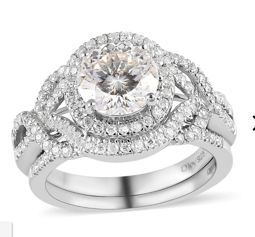 Moissanite Engagement / Wedding Ring Set
